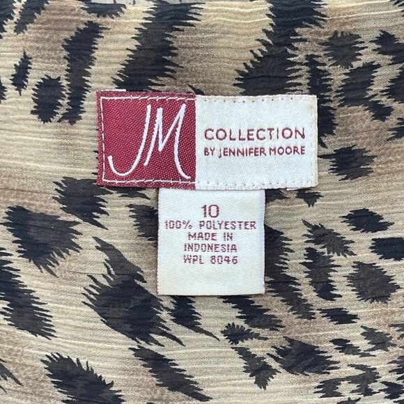 JM Collection JENNIFER MOORE Leopard Print Blouse Size 10 Multicolor Semi-Sheer - Picture 8 of 15